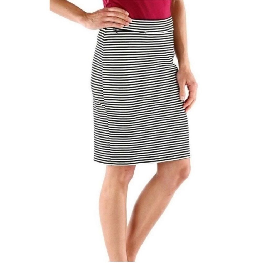 Toad&Co Black and Gray Striped Pencil Skirt Small Paseo  Knit Preppy Coastal